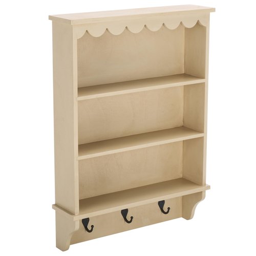 SAFAVIEH Home Collection Haven Natural Brown 3-Hook 3-Shelf Wall Mounted Rack (Fully Assembled)