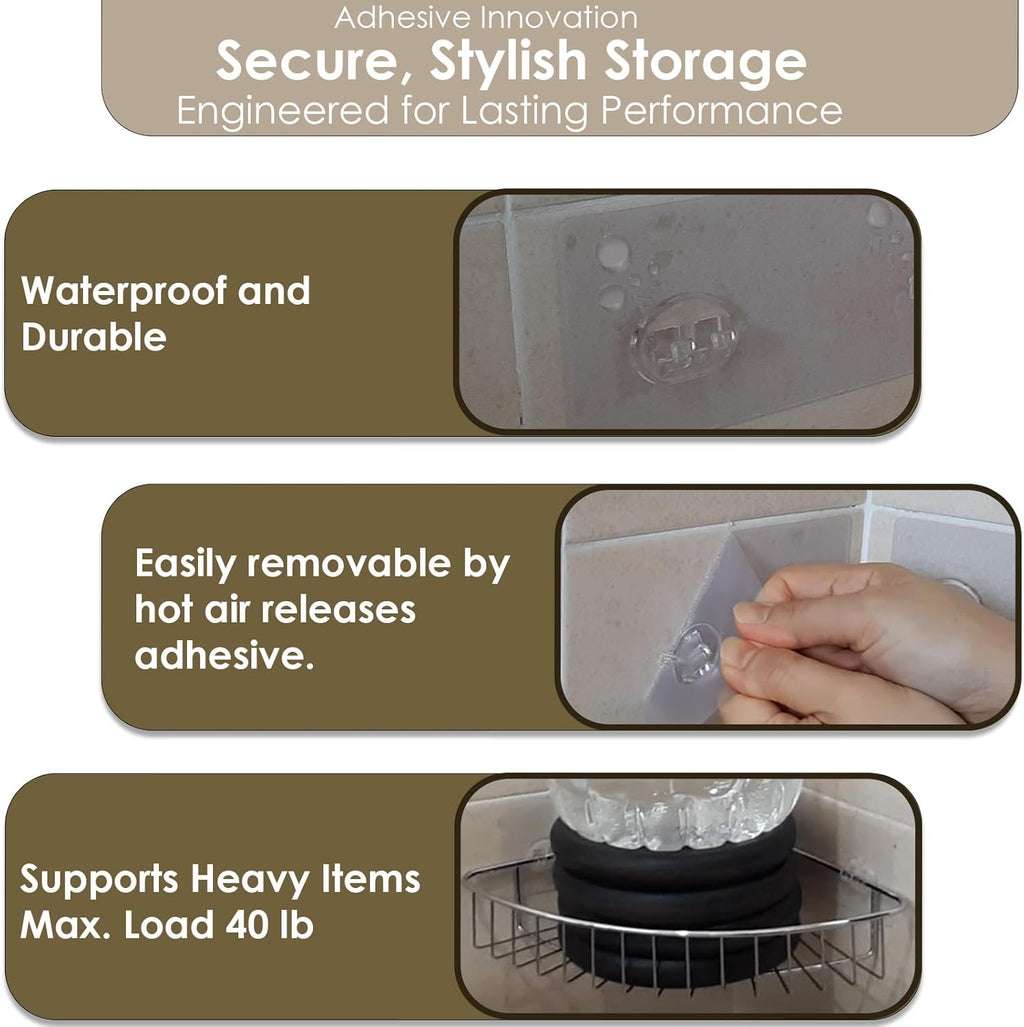 Regine Switzerland Shower Caddy Adhesive Replacement Stickers - 10 Pack Assorted Wire Hooks