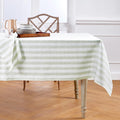 Solino Home Linen Tablecloth 52 x 52 Inch - Sorrento Stripe, 100% Pure Linen Sage and White Square Tablecloth - Machine Washable Table Throw for Spring, Summer, Mothers Day