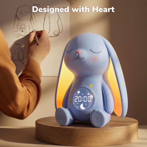 Mom's Choice Awards丨Bunny White Noise Sound Machine Baby for Sleep- AI Cry Detection, 100 Soothing Sounds, 5-Year APP Access Included, Easter Gifts for Baby, Night Light & Sleep Trainer, New Mom Gift