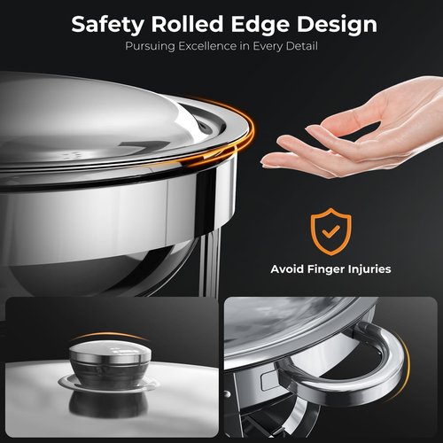 Chafing Dishes for Buffet 2 Pack, 5QT Food Warmers for Parties Buffet, Stainless Steel Round Chafers and Buffet Warmers Sets for Home, Gatherings, Birthday, Parties, Church Events, Catering Events