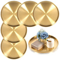 6 Pcs 12 Inch Gold Round Serving Tray, Gold Tray Serving Platter, Stainless Steel Circle Decorative Vanity Coffee Table Trays, Jewelry Makeup Organizer, Metal Decor Dishes
