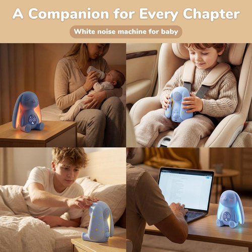Mom's Choice Awards丨Bunny White Noise Sound Machine Baby for Sleep- AI Cry Detection, 100 Soothing Sounds, 5-Year APP Access Included, Easter Gifts for Baby, Night Light & Sleep Trainer, New Mom Gift