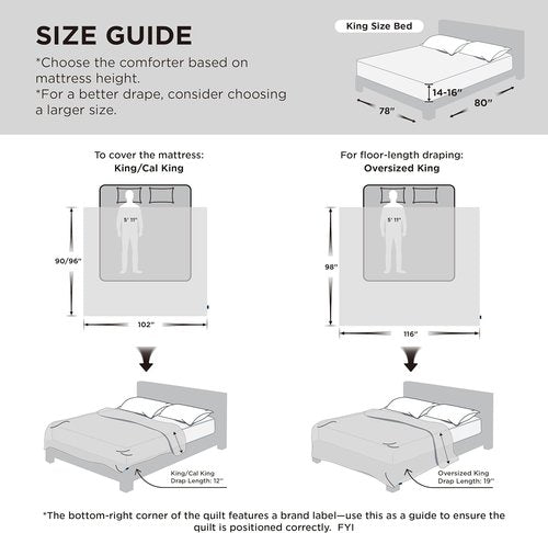 Bedsure Comforter Duvet Insert - Quilted Cal King Size, All-Season Down Alternative Bedding, Beige 130x120 Inches