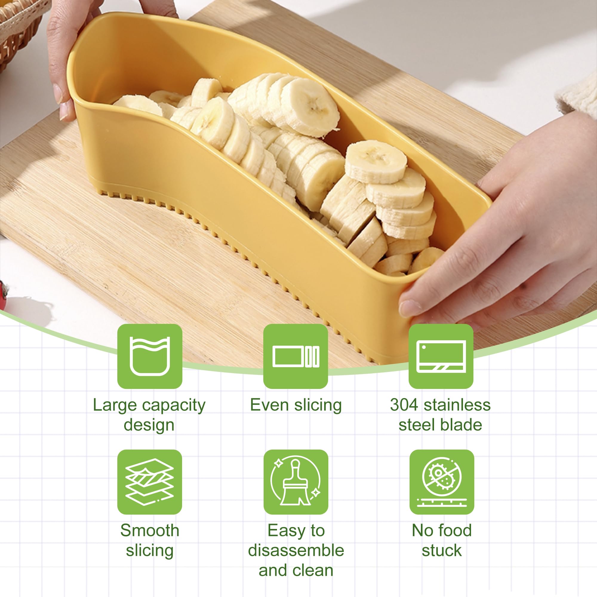 Extra Large Fruit Slicer Banana Cutter, Strawberry Slicer, Cucumber, Speed for Egg Cheese Butter Cutter Hot Dog Grape, Strawberry Cutter kitchen(Yellow)