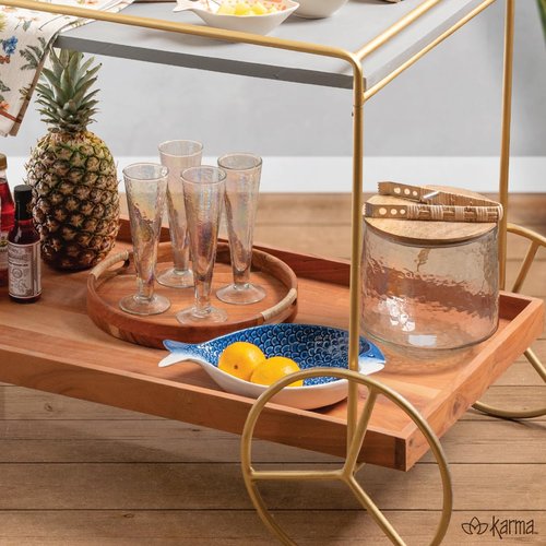 Karma, Glass Ice Bucket Airtight Lid with Tongs - 4.25L Beverage Tub Cocktail Home Bar Accessories, Wine, Beer - Chiller for Parties, Champagne Drink Cooler, Clear
