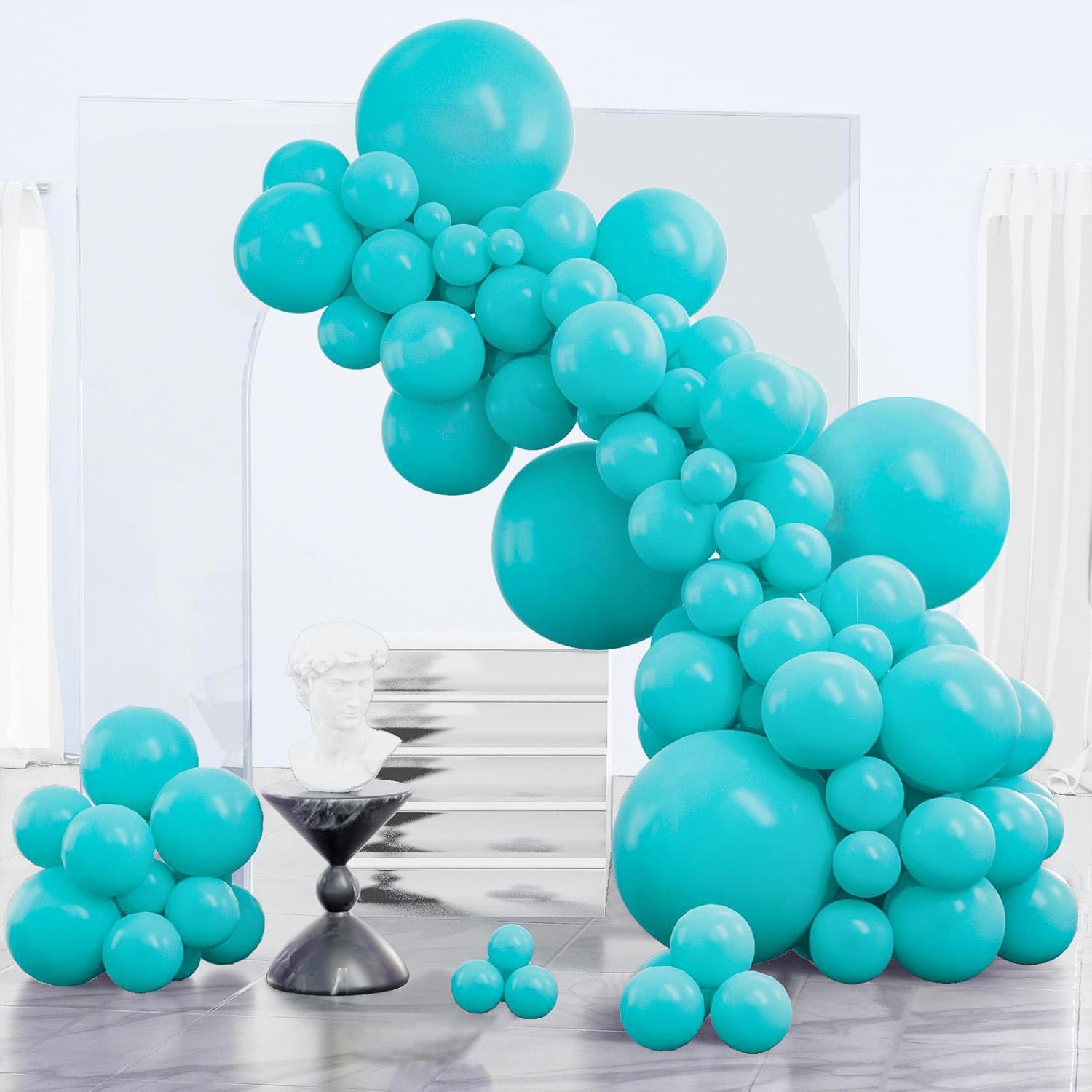 PartyWoo Teal Balloon Arch Kit - 152-Piece Set in 5, 10, 12 Inch Sizes | Perfect for Baby Showers & Graduations