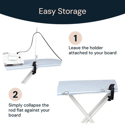 SimplyImagine Flexible Iron Cord Holder - Metal, Tabletop Mount - Tangle-Free Pressing & Ironing Board Cord Holder - Universal Fit & Steam Compatibility