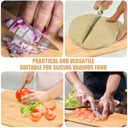 Patelai 12 Packs Wooden Cutting Board Set with Handles Large Kitchen Serving Plain Chopping Board Bulk Gifts for Mom for Vegetables Meat Pizza Cheese Fruit Bread(Bamboo,17 x 10 Inch)