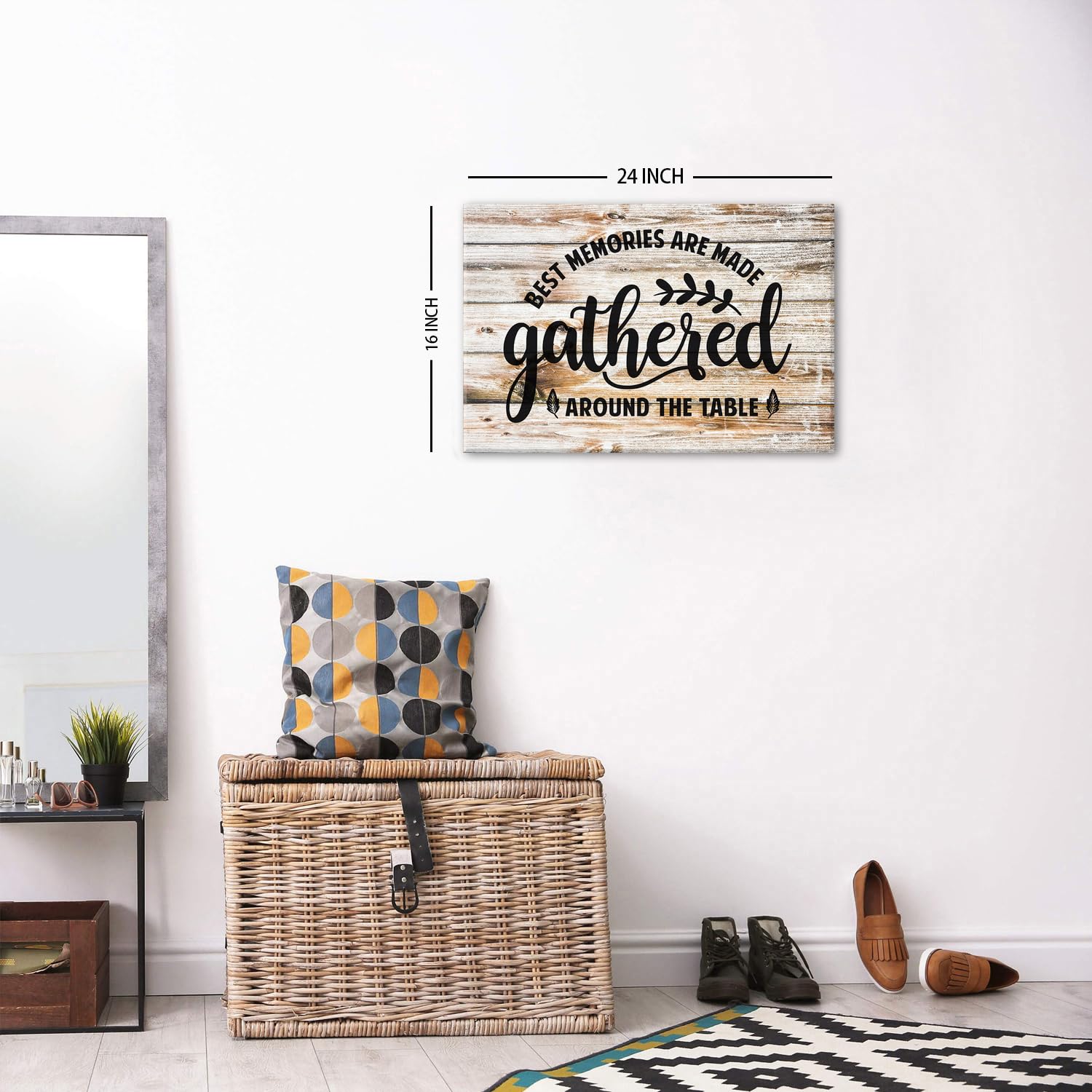 Gather Signs for Home Decor Farmhouse Dining Room Wall Art Kitchen Canvas Prints Gather Sign Wall Decor Rustic Kitchen Wall Art Decor Inspirational Sayings Quotes Poster Painting Family Artwork 16x24"