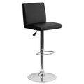Flash Furniture Contemporary Black Vinyl Adjustable Height Barstool with Panel Back and Chrome Base (Pack of 1)