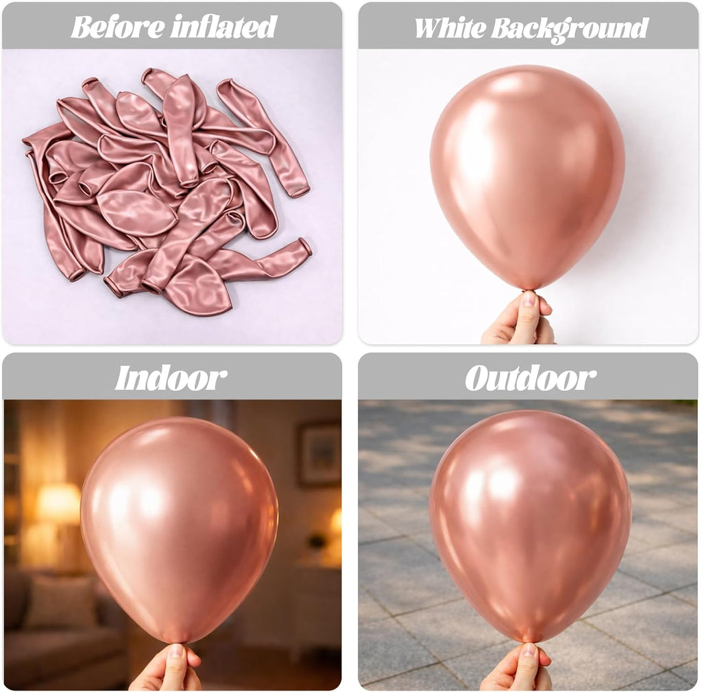 Voircoloria Rose Gold Balloon Garland Kit - 90-Pack in Various Sizes for Weddings, Graduations & Parties