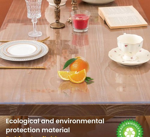 Whirltique Round Clear Table Protector, 45" Round, 1.5mm Thick, Clear Vinyl Table Cover, Scratch Resistant, Dining Room Table Cover
