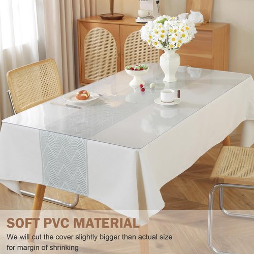 LovePads Clear Table Cover Protector, 40 x 108 Inch 2mm Thick Plastic Table Cover, Table Protector for Dining Room Table, Waterproof Dresser Cover Top for Kitchen, Coffee, Writing Desk