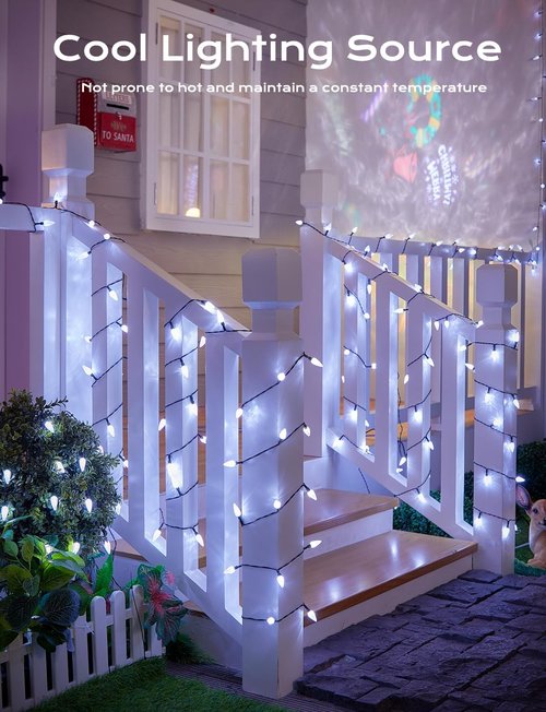 Brightown Solar C6 Strawberry String Lights - 39ft 100 LEDs White | Outdoor Christmas Decorations