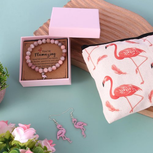 Flamingo Gifts for Women Best Funny Pink Gift for Flamingo Lovers Including Tumbler Mug Makeup Bag Keychain Socks Notepad Candle Earring Brecelet for Birthday Christmas Mothers Day