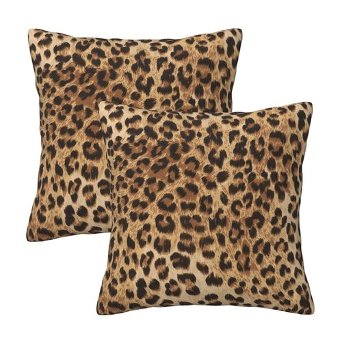 Tebjh Leopard Pillow Covers 20x20 in Sets of 2 Couch Pillow Case Modern Decorative Square Throw Pillows for Home Living Room Bedroom Bed Cushion