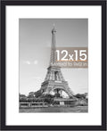 Upsimples 12x15 Photo Frame - Display 9x12 Pictures with Mat or 12x15 Without | Black, 1 Pack