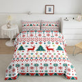 Reindeer Snowflake Comforter Set King Size,Abstract Christmas Tree Duvet Insert for Kids Boys Girls Room Decor,Bohemian Geometric Pattern Bedding Set 3Pcs,Merry Christmas Quilt Set,2 Pillowcases