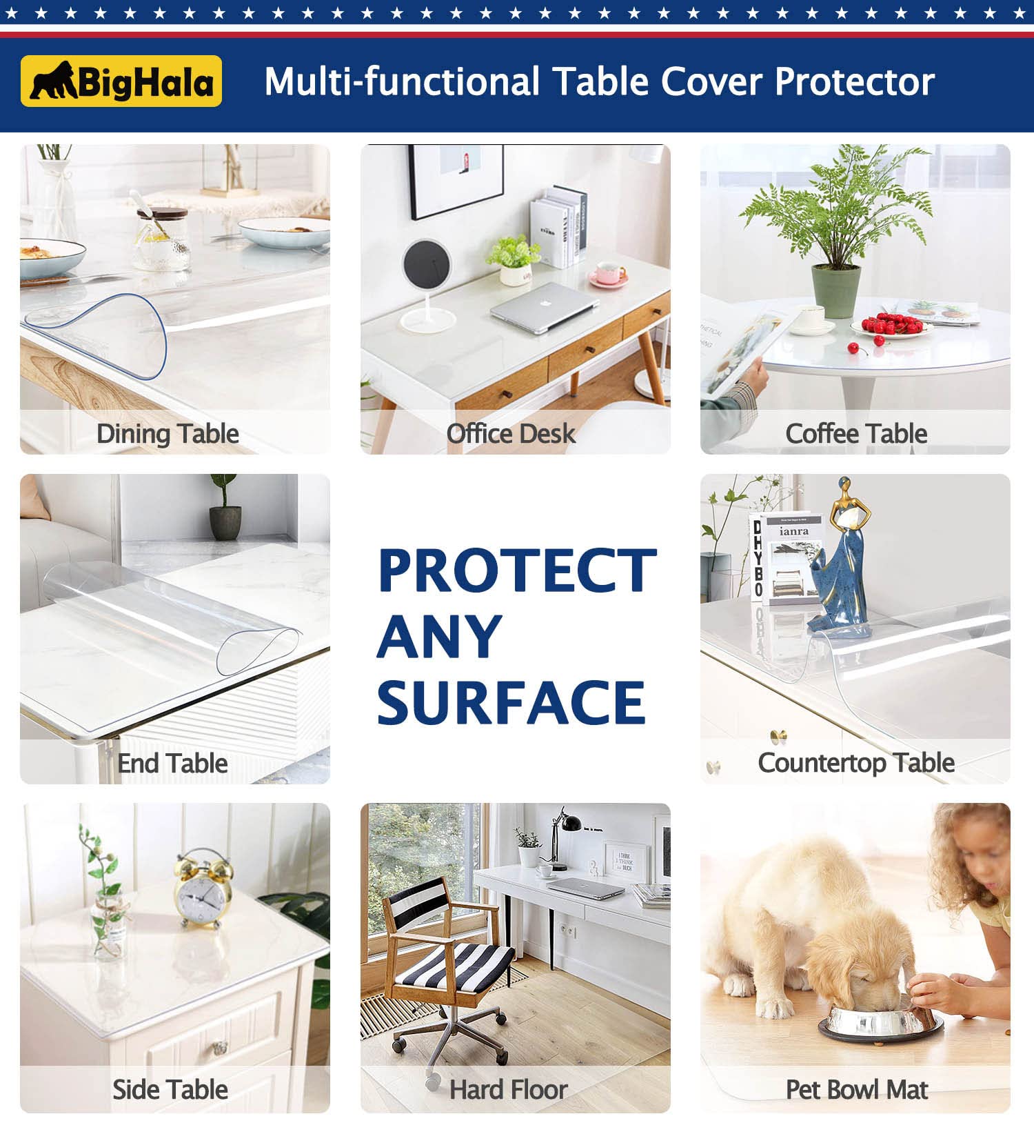 Clear Plastic Protector Wood Furniture Table Topper Protective Cover Dining Living Room Countertop Thick PVC Tablecloth Vinyl Mat Tabletop Protection Pad Wipeable Waterproof Table Cloths 20 x 60 Inch