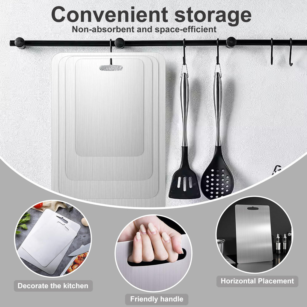 304 Stainless Steel Cutting board, Double Sided Metal Cutting Boards for Kitchen Meat Vegetables & Fruits Chopping Board Dishwasher Safe Easy to Clean(XL-18.11 * 11.81in)