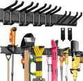 Garage Tool Organizer - Skiennix 48" Heavy-Duty Metal Wall Mount with 3 Rails & 6 Adjustable Hooks