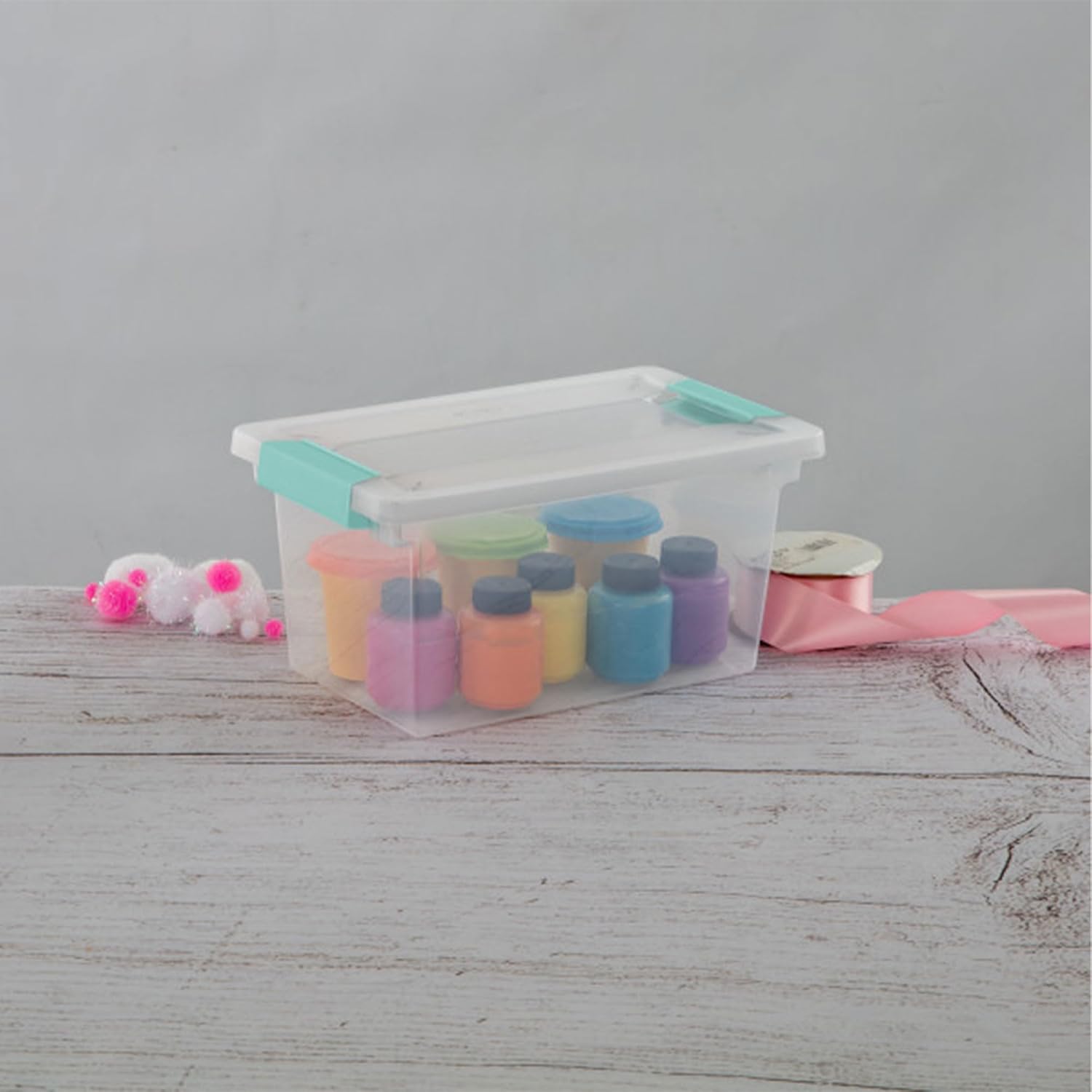 Sterilite Medium Clip Box - Stackable Storage Bin with Latching Lid for Organizing Home & Office | Clear
