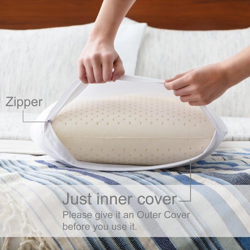 ECQOLRA 100% Natural Talalay Latex Pillow, Luxury Standard Size Medium Support Sleeping Bed Pillow for Side, Back, and Stomach Sleepers, Extra Soft Latex Foam Pillow, Removable Breathable Cotton Cover