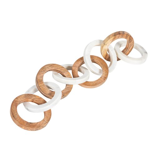 Creative Co-Op Acacia Wood and Marble Chain with 8 Links
