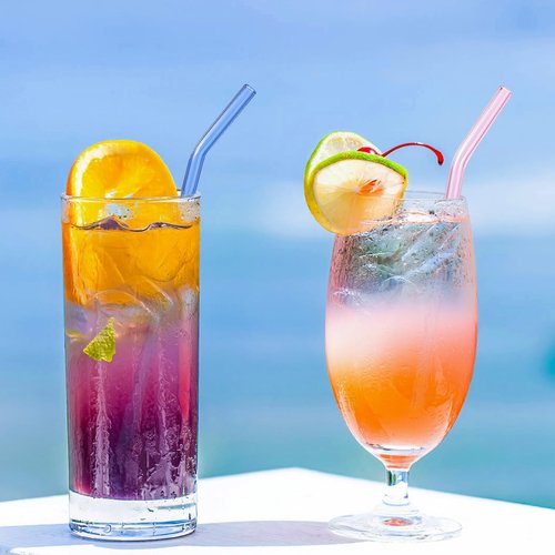 14 Pcs Reusable Bent Colorful Glass Straws,9''x8 mm Shatter Resistant Cute Drinking Straws with 2 Cleaner Brush for Coffee,Juice,Cocktail,Teas,Beverages