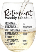 LITTLEBIGGER Retirement Gift for Woman – 15 Oz Wine Glass, Dishwasher Safe, Scratch-Resistant, Funny Weekly Schedule, Retirement Gifts for Women, Men, Mom, Aunt, Friend, or Coworkers