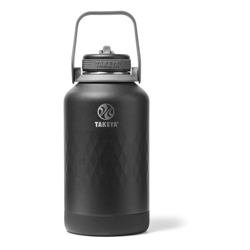 Takeya Sport 64 oz Triple-Insulated Stainless Steel Water Bottle, Straw Lid – Leakproof, Sweatproof, BPA-Free, Keeps Drinks Cold 36 Hrs, Hot 14 Hrs – Obsidian