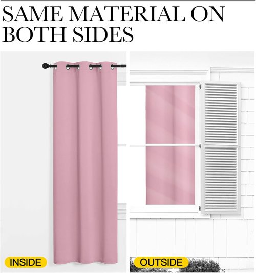 NICETOWN Blackout Curtain Panels - Thermal Insulated Draperies in Crystal Pink | 34"x45" (1 Pair)