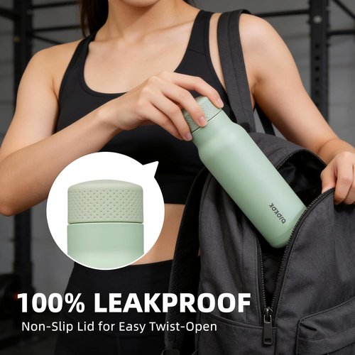 BJPKPK Stainless Steel Water Bottle - 21oz Insulated Thermal Flask | Leakproof & Keeps Drinks Hot or Cold - Mint Green