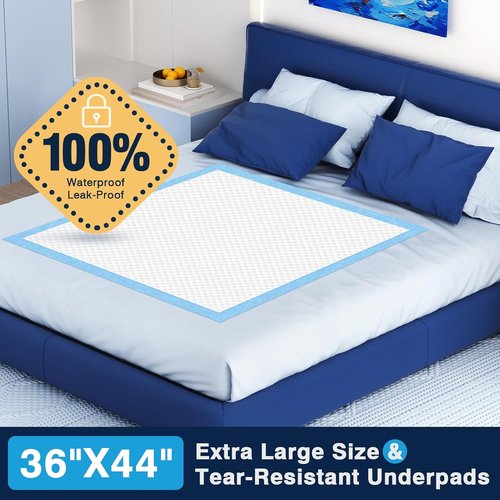 AAY Heavy Duty Disposable Bed Pads - Extra Large 36"x44" Tear-Resistant Waterproof Underpads (20pcs)
