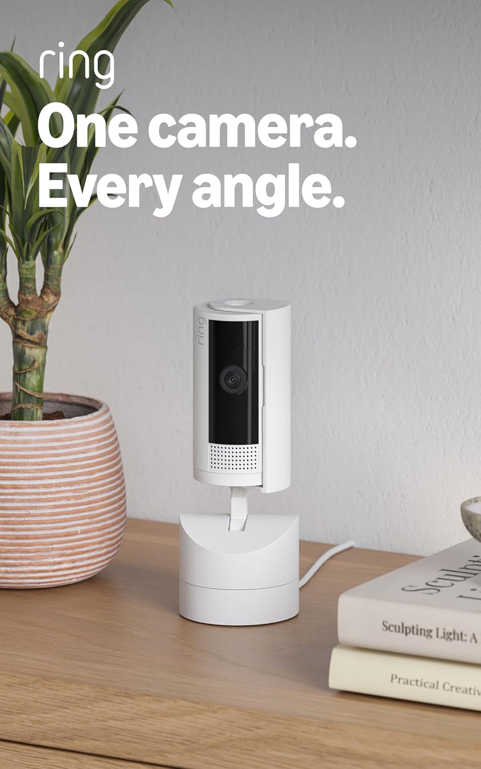 Ring Pan-Tilt Indoor Cam - 360° Pan Coverage, HD Video & Two-Way Talk | White