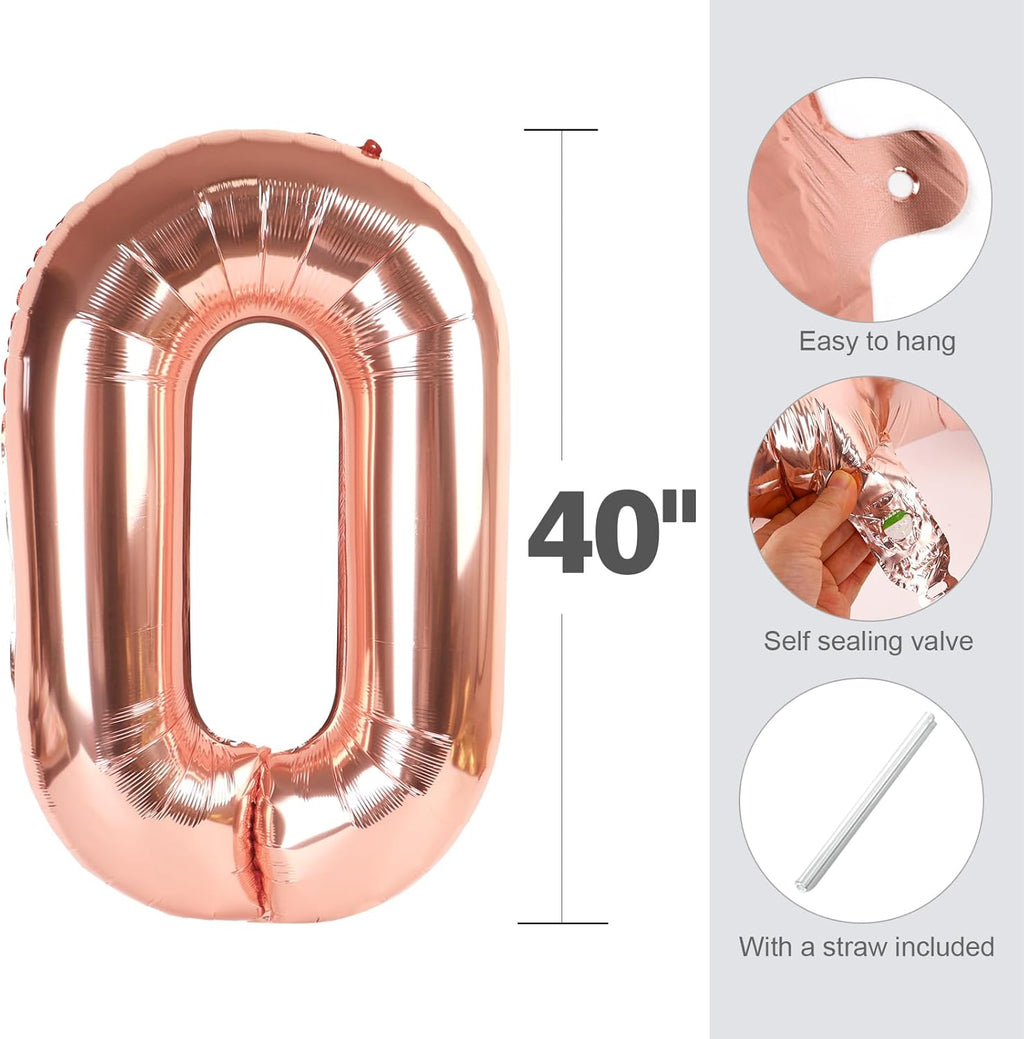 Rose Gold 60th Birthday Decorations - Elegant Party Supplies with Big Number Balloons for Men & Women