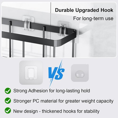 Lsnisni Shower Caddy Adhesive Strips - Waterproof, Strong Hooks for Bathroom & Kitchen Storage | 10 Pack
