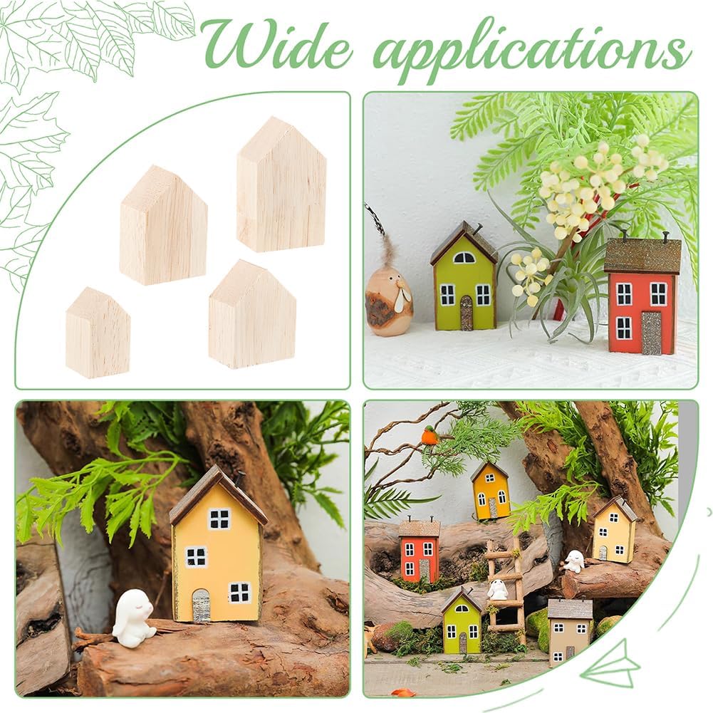 OLYCRAFT Unfinished Wood House Shaped Blocks - 12 Pcs in 4 Sizes for Farmhouse Decor | Crafting & DIY Projects