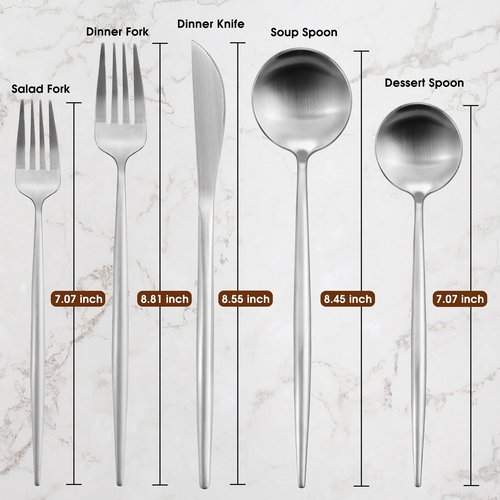 60-Piece Silverware Set, IBIILII JEFF Stainless Steel Flatware Set，Kitchen Utensil Set, Tableware Cutlery Set, Service for 12, Satin Finished Polished & Dishwasher Safe