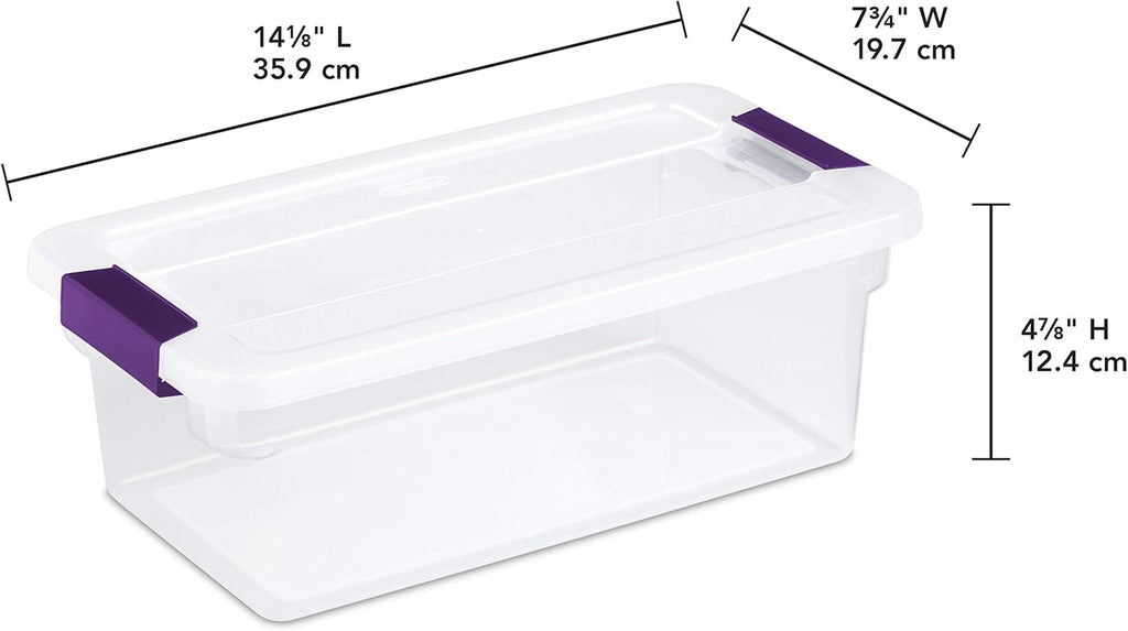 Sterilite 6 Qt ClearView Latch Storage Box - Stackable Plastic Organizer for Shoes | 12-Pack, Clear