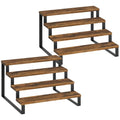 YATINEY Spice Rack, 4 Tier Wooden Display Riser Stand, Kitchen Storage Organizer for Spices, Versatile Display Shelf, Space Saving, for Kitchen Countertop and Cabinet, Rustic Brown SR04L2BR
