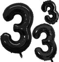 GOER Black Foil Number 3 Balloons - Giant 3rd Birthday Party Decorations | 42", 32", 16" Sizes (3 pcs)