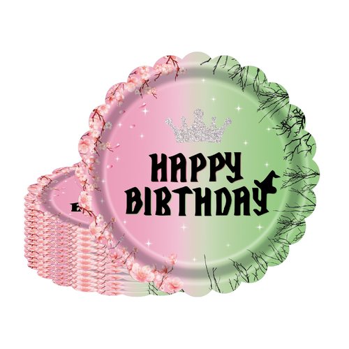 Cangmyxis 7 Inch Halloween Witch Birthday Plates 40 Count Disposable Pink & Green Themed Party Plates, for Wicked Party Decorations, Supplies, and Witch Themed Birthday Party Favors