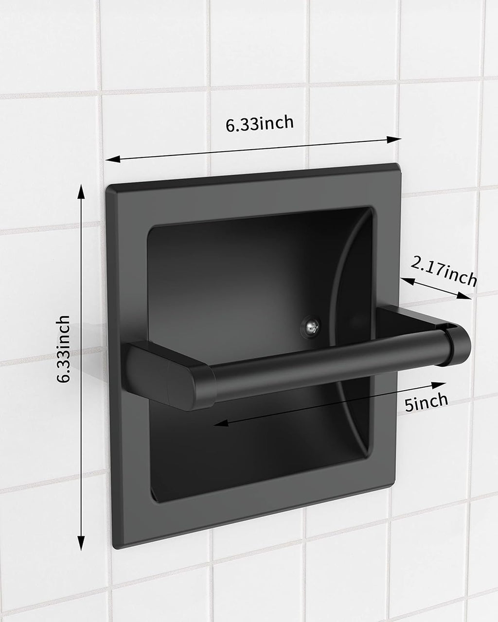 Skiennix Matte Black Toilet Paper Holder - Pivoting Wall-Mount Design for Large Rolls