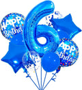 Skiennix 6 Balloon Number - Dark Blue Confetti Latex Foil Birthday Balloon for Kids' Party Decor
