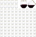 Hyuetrsa 100 Pcs 12 Oz Plastic Wine Cups Gold Rim Plastic Diamond Wine Glass Disposable Stemless Wine Glasses Unbreakable Diamond Wine Glasses for Housewarming Birthday Party Wedding