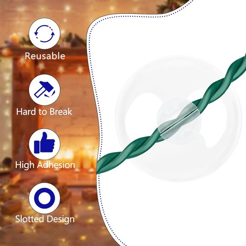 AccEncyc Christmas Light String Suction Cup Holders - 50Pcs for Easy Seasonal Decor Installation