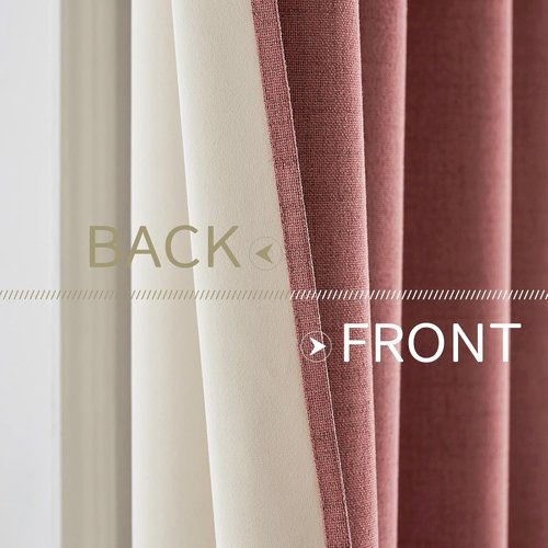 MIULEE Blackout Linen Textured Curtains - Thermal Insulated Dusty Rose Drapes | 52 x 96 Inch (2 Panels)