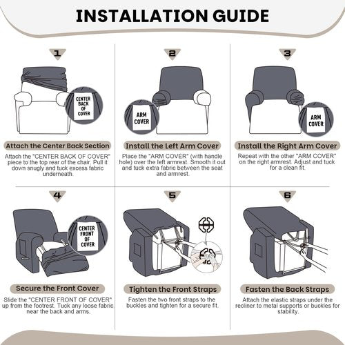 VANSOFY Recliner Chair Covers, 4-Pieces Stretch Recliner Cover Jacquard Soft Reclining Chair Slipcover Furniture Protector with Elastic Bottom for Lazy Boy Recliner(Chocolate)